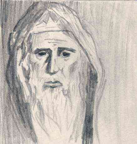 Sketch of painting of King David as an old man
